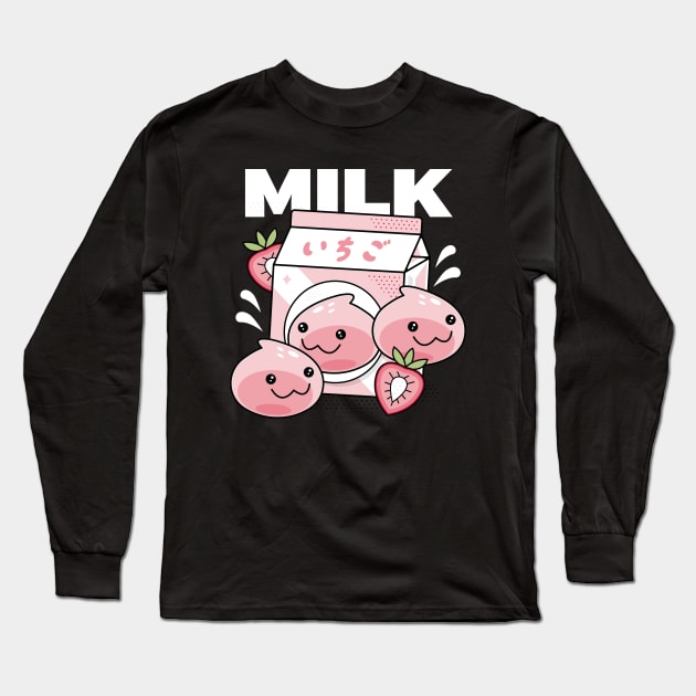 Poring Strawberry Milk Long Sleeve T-Shirt by logozaste